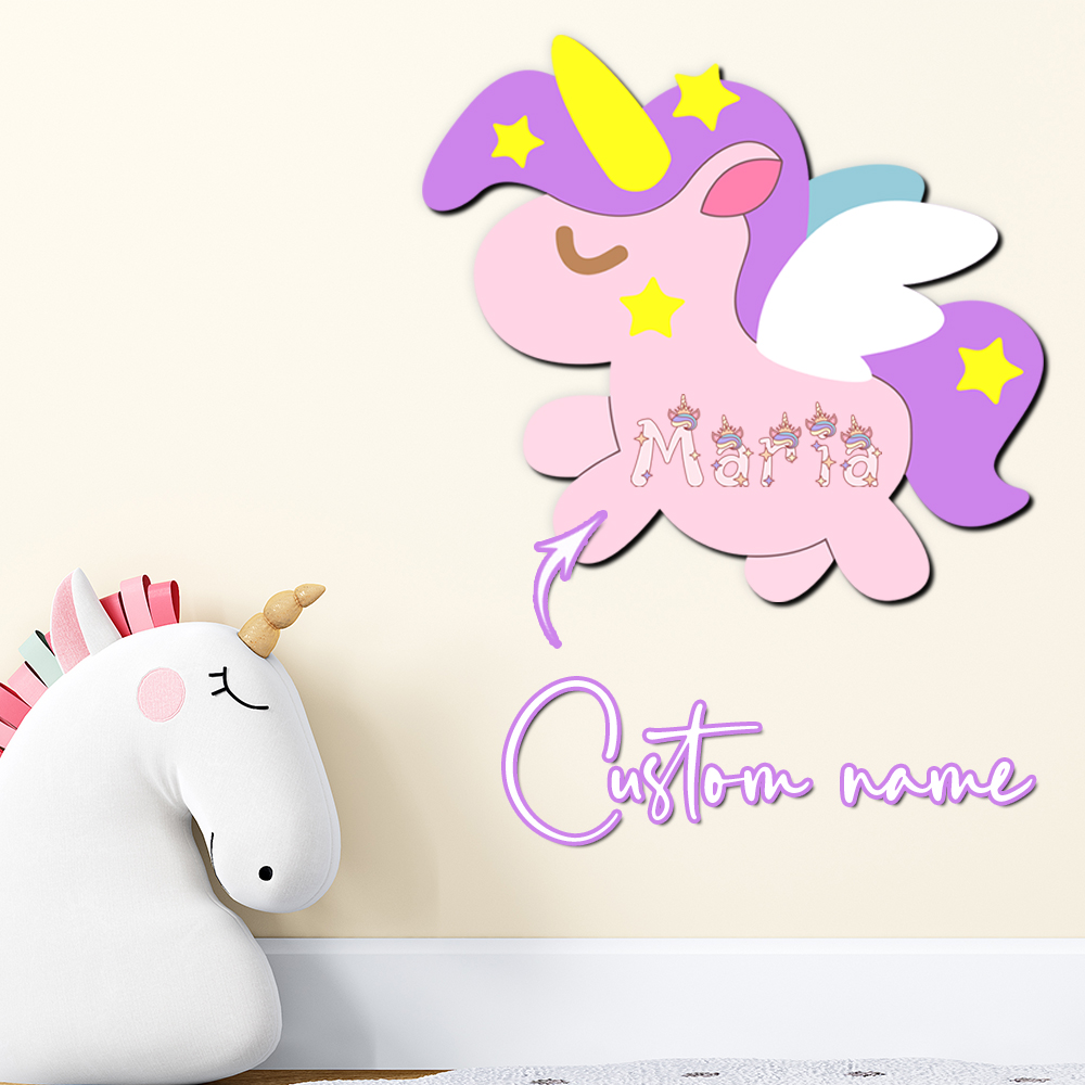 Baby Nursery Wall Decor - Custom Unicorn Wooden Name Sign Personalized