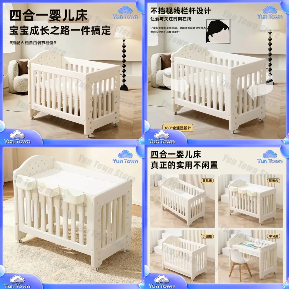 Baby Nursery With Queen Bed - for Crib Newborn Multifunctional Small Mobile
