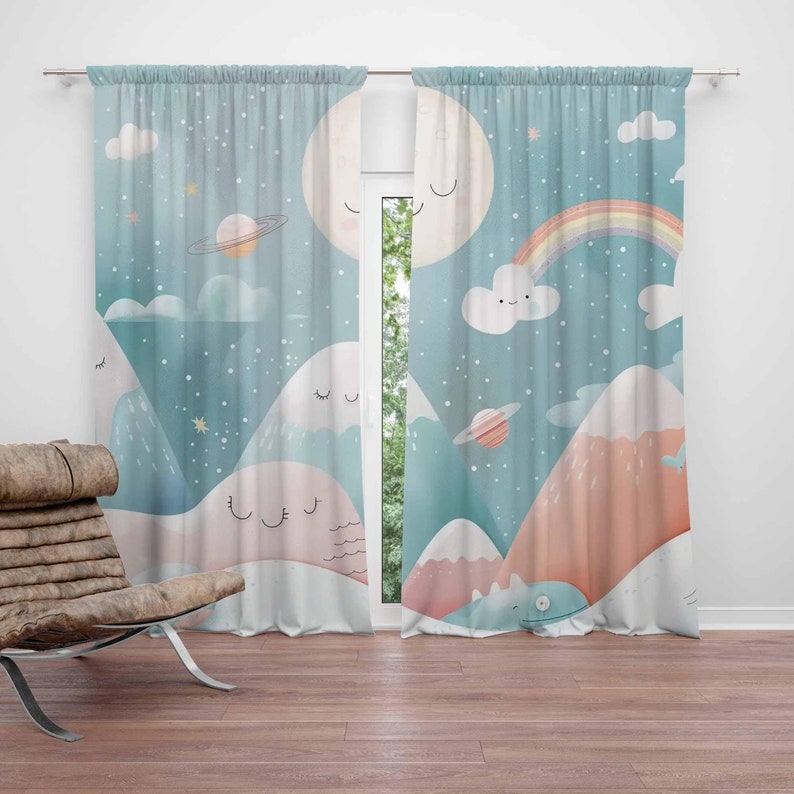 Baby Nursery Curtains - Mountain Rainbow Baby Nursery Curtains Cloud