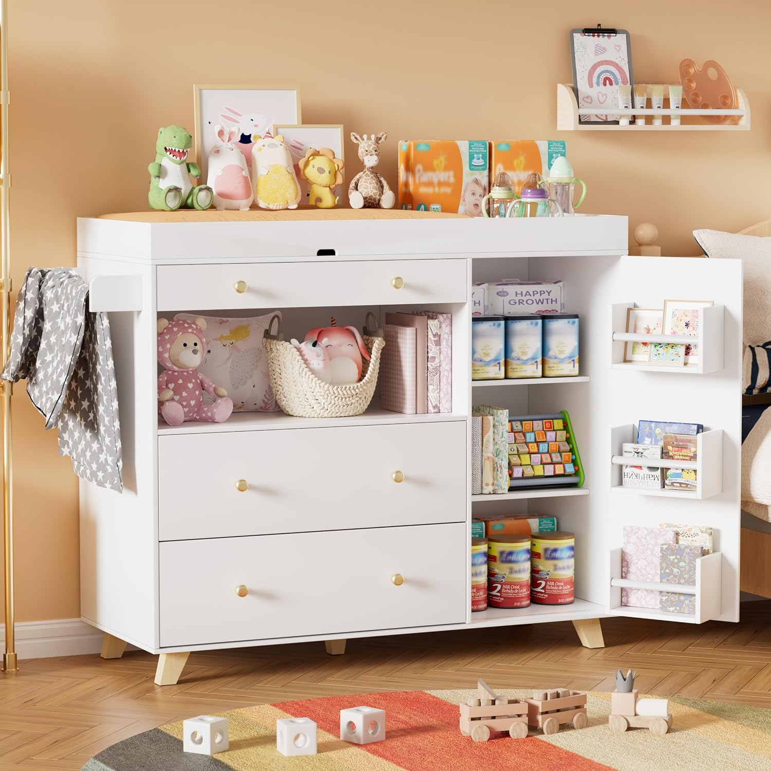 Baby Nursery Shelves - Baby Changing Table, Modern Diaper Changing