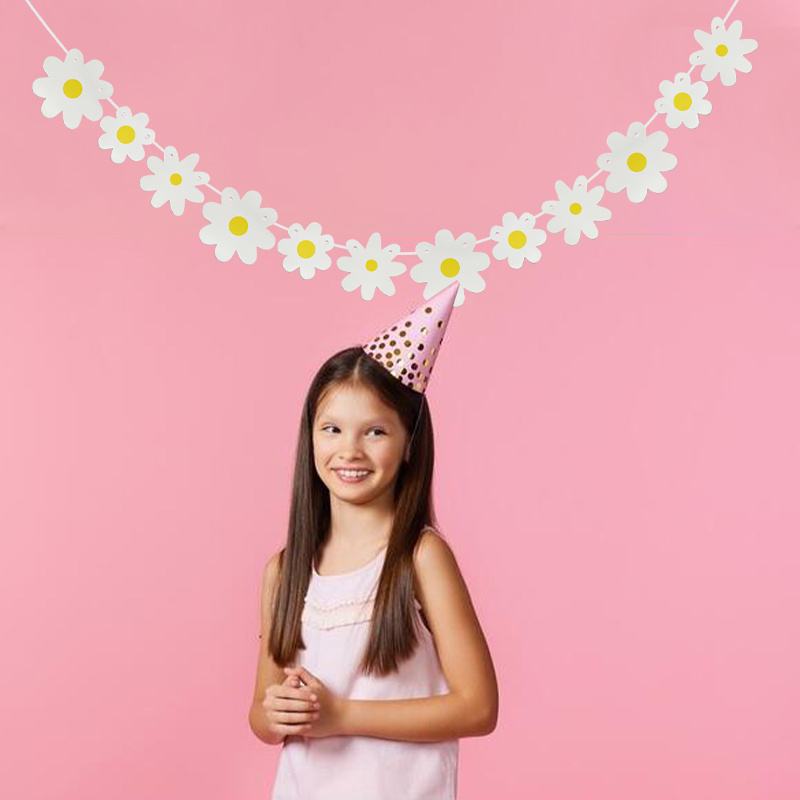 Baby Nursery Garland - 1Set White Daisy Flower Banner Paper
