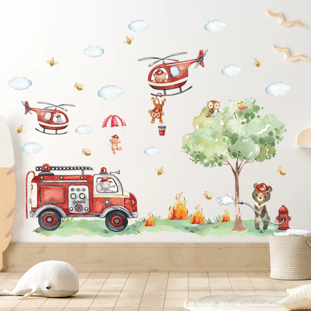 Baby Nursery Water - Cartoon Animal Fire Fighting Truck Children