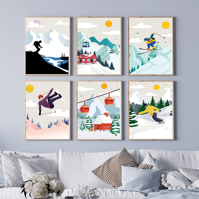 Baby Nursery Themes Boy - Minimalist Snow Mountain Canvas Wall Art