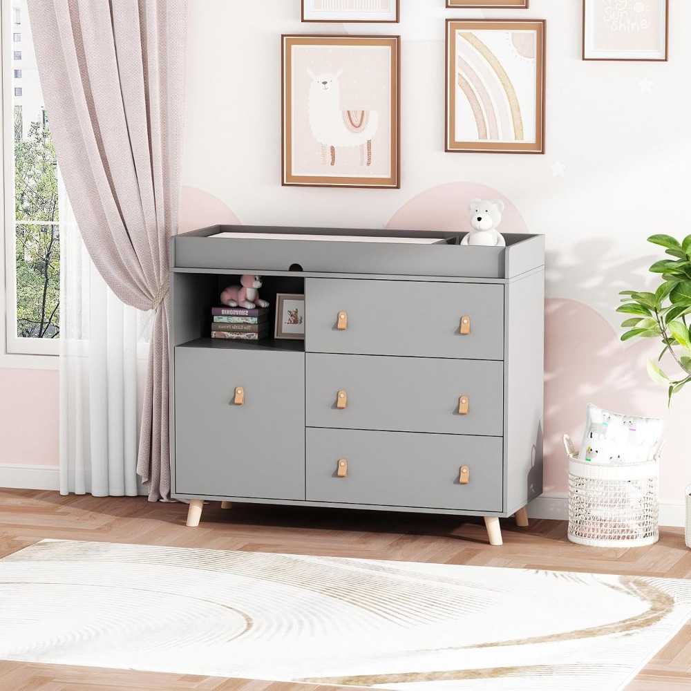 Baby Nursery Shelves - Baby Dresser Changing Table, Two In