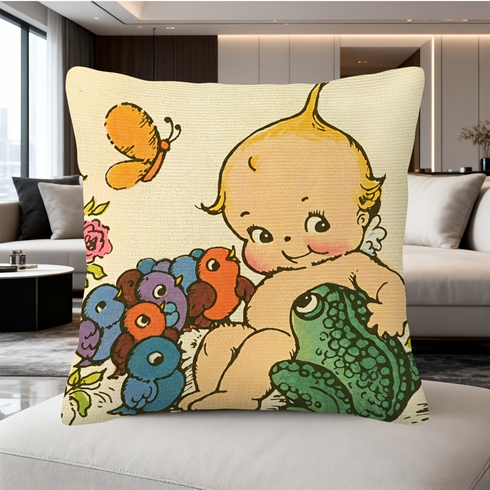Baby Nursery Cushion - Cute Baby Frog Nursery Decor Pillow