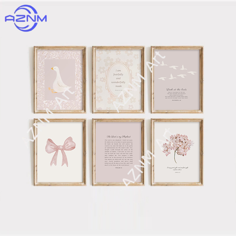Baby Nursery Wall Art - Pink Boho Bow Field Garden Canvas