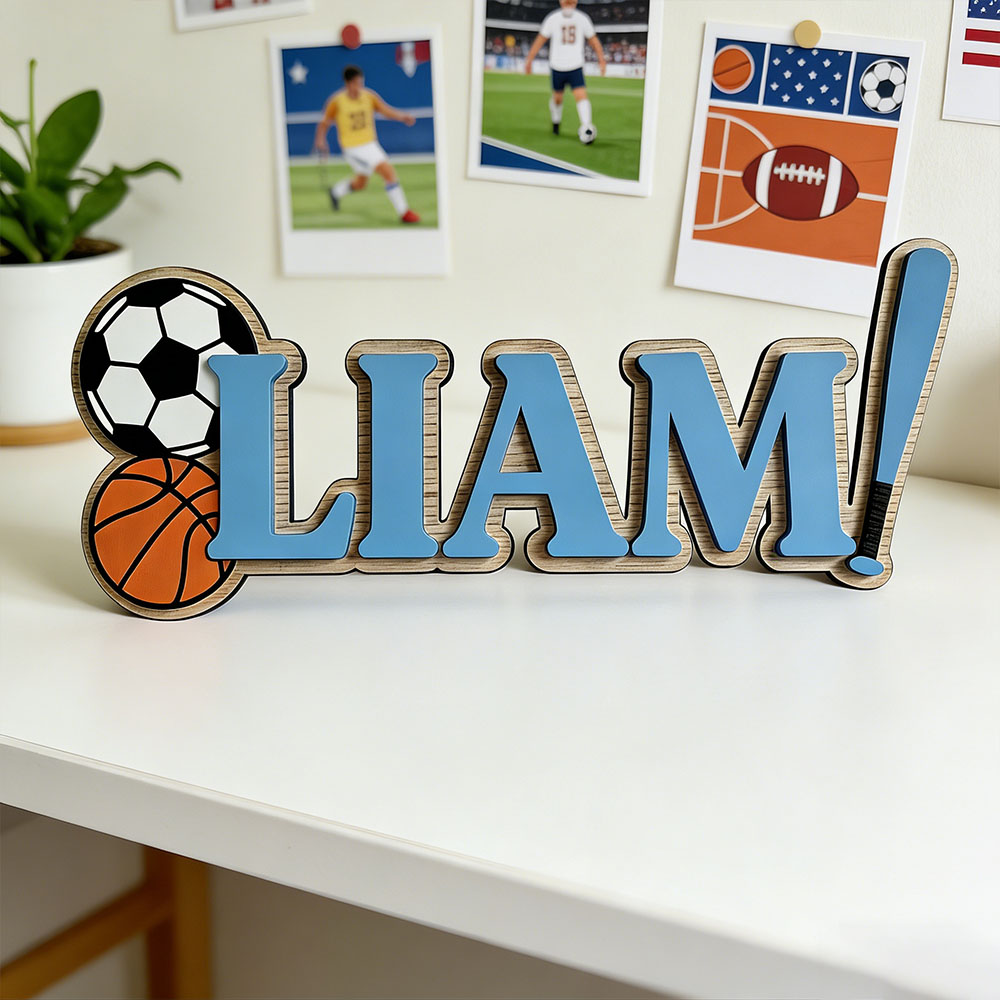 Baby Nursery Themes Boy - Custom Soccer Basketball Baseball Name Door