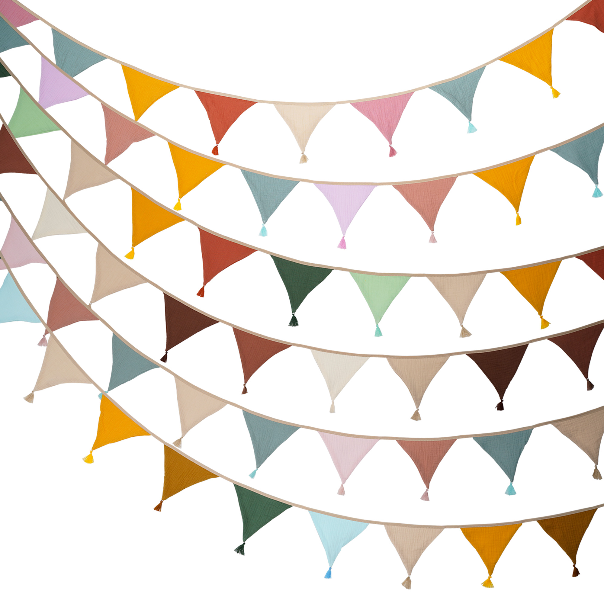 Baby Nursery Garland - 2.6M/8.5FT Nursery Fabric Bunting 10 Triangle