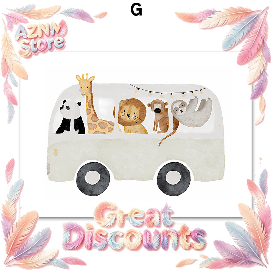 Baby Nursery Elephant - Boho Animals Friend Elephant Rabbit Bear