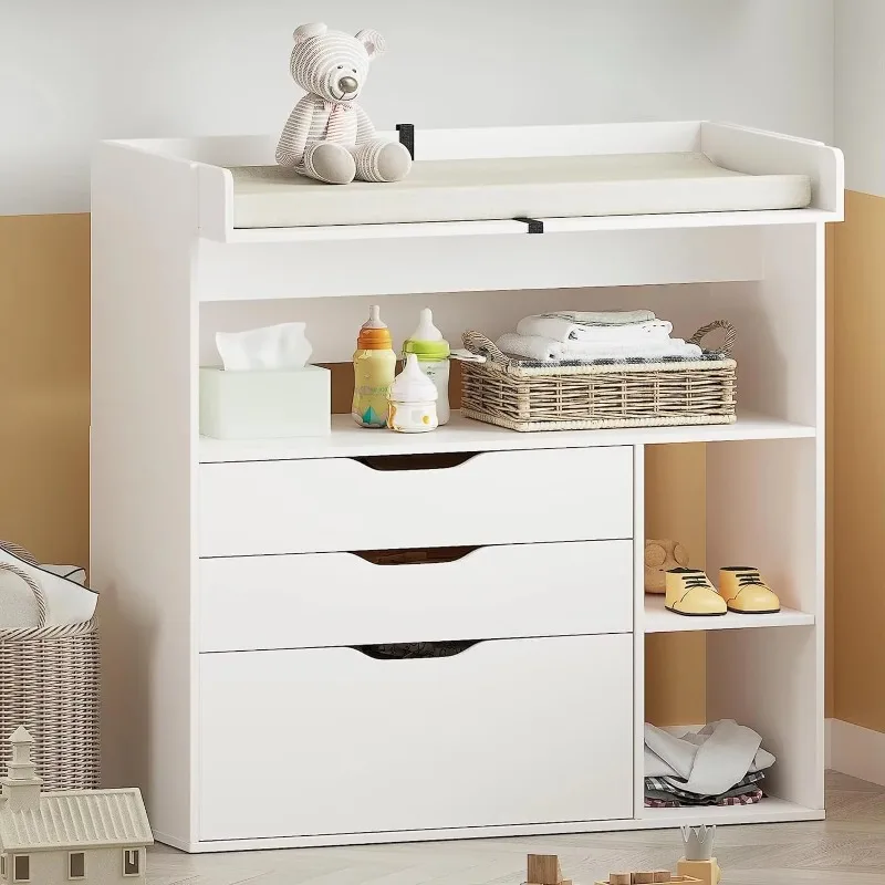 Baby Nursery Drawers - Contemporary minimalist MDF white baby changing