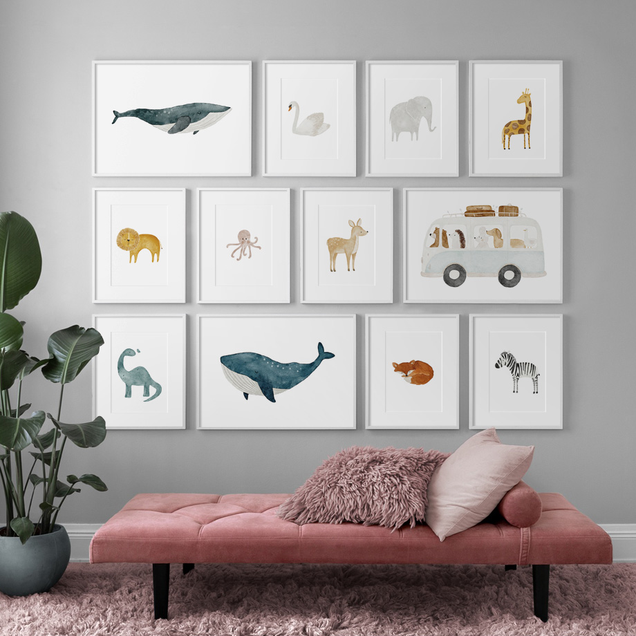 Baby Nursery Elephant - Dinosaur Lion Zebra Giraffe Elephant Fox