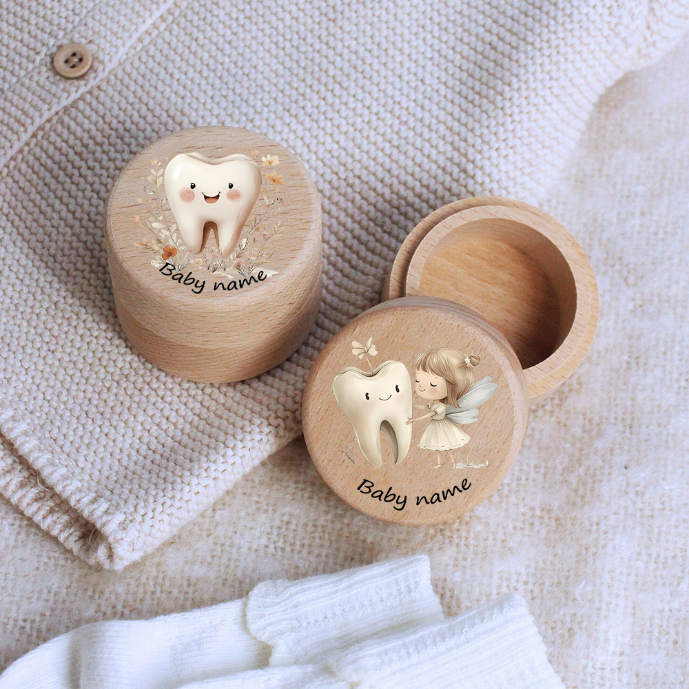 Baby Keepsake Box - Personalised Baby First Tooth Wooden Tooth
