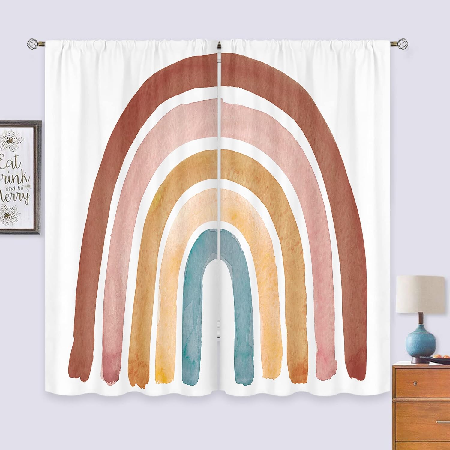 Baby Nursery Curtains - Kids Boho Rainbow Curtains for Baby
