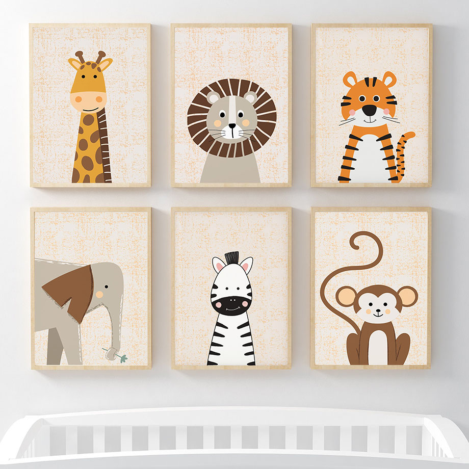 Baby Nursery Elephant - Lion Giraffe Elephant Zebra Monkey Nursery