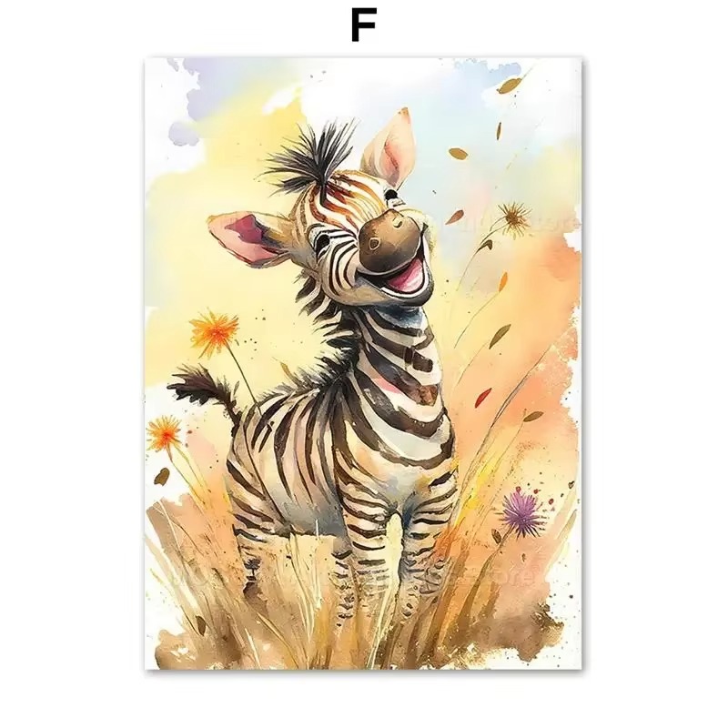 Baby Nursery Elephant - Watercolor Lion Giraffe Tiger Elephant Zebra