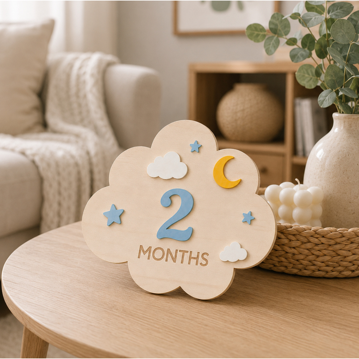 Milestone Card Set - 1‑Set Wooden Baby Monthly Milestone Cards,