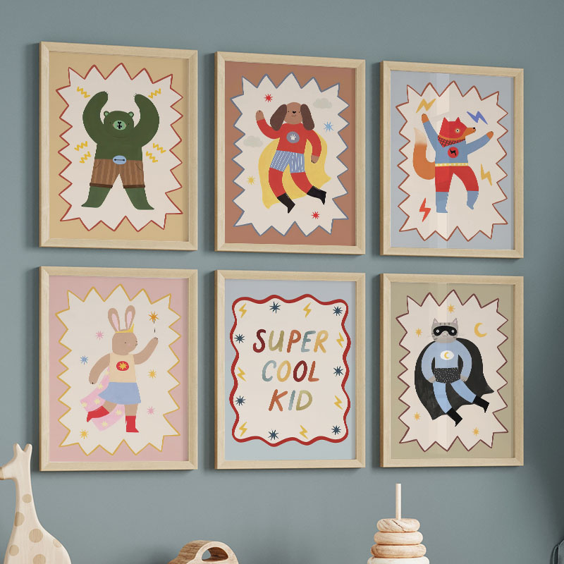 Baby Nursery Wall Art - Funny Cartoon Super Cool Kid Nursery