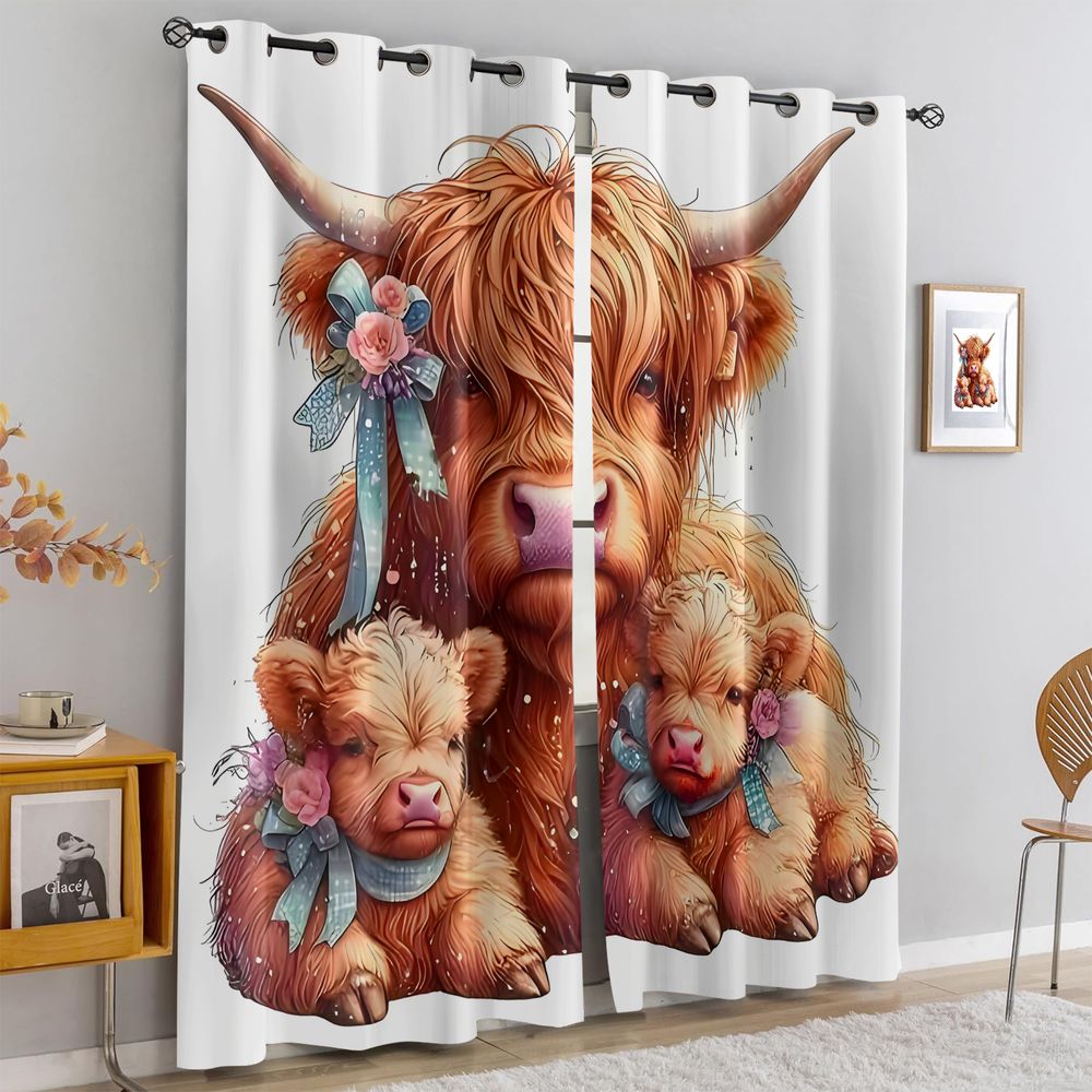 Baby Nursery Light Shade - Cute Highland Cow Print Curtains Baby