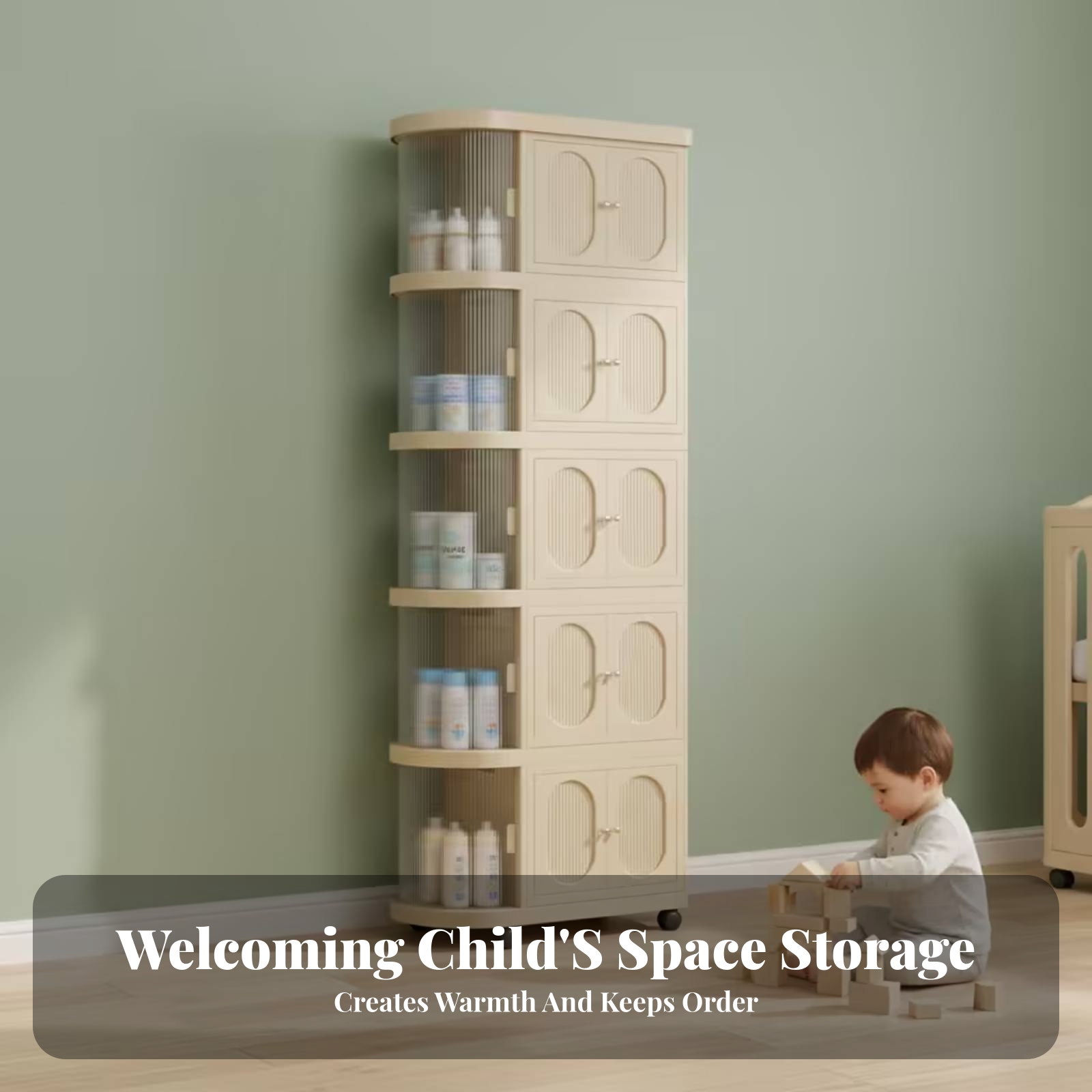 5-Tier Baby Cabinet Warm Beige - Baby Nursery Shelves ulasan dan harga