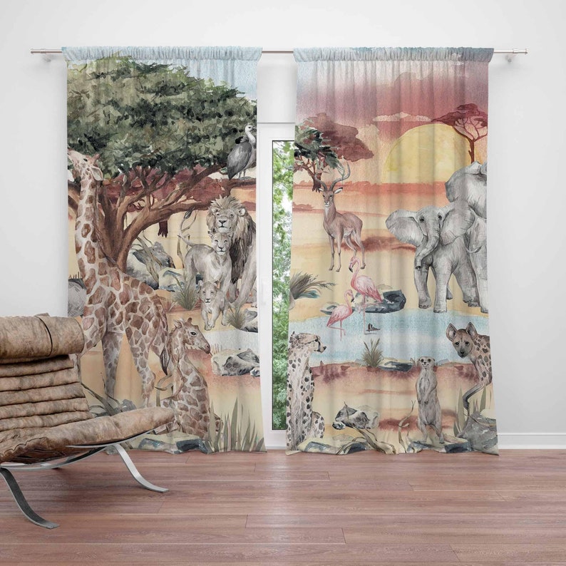 Safari Animals Curtain Kids Be - Baby Nursery Curtains ulasan dan harga