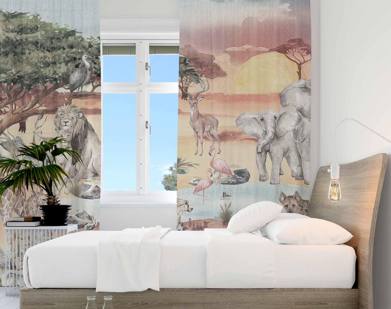 Safari Animals Curtain Kids Be - Baby Nursery Curtains ulasan dan harga