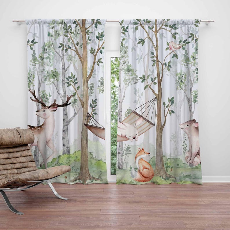 Woodland Animals Curtains Kids - Baby Nursery Curtains ulasan dan harga