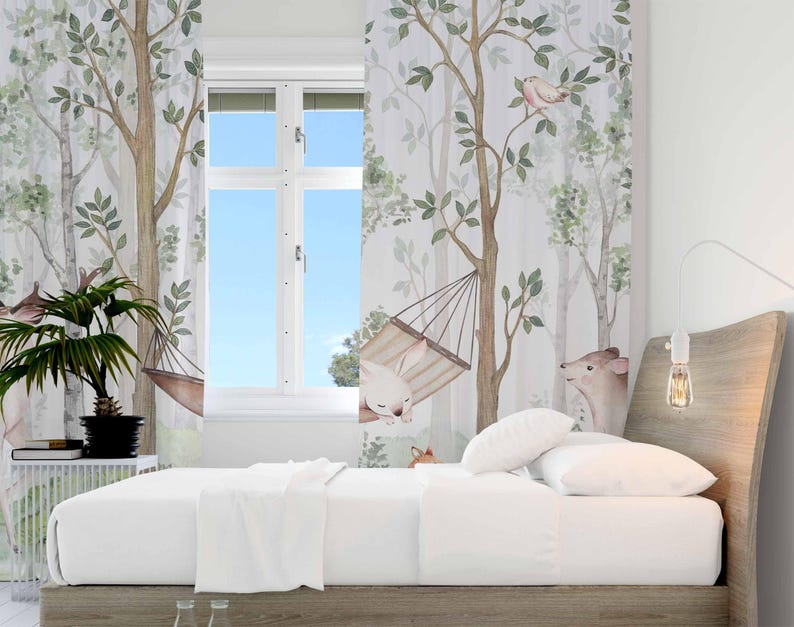 Woodland Animals Curtains Kids - Baby Nursery Curtains ulasan dan harga