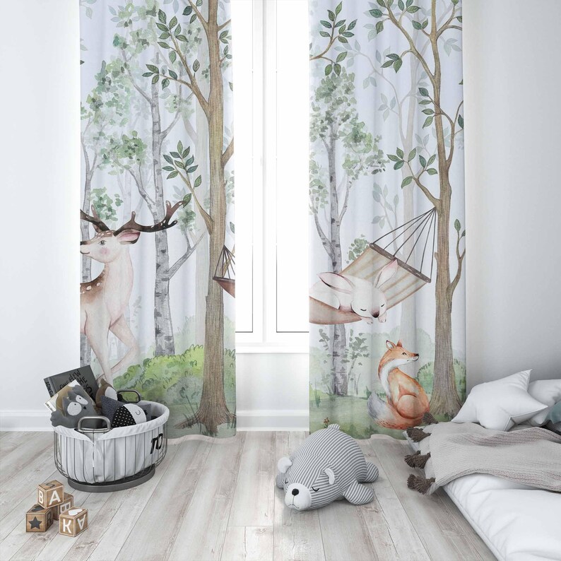 Woodland Animals Curtains Kids - Baby Nursery Curtains ulasan dan harga