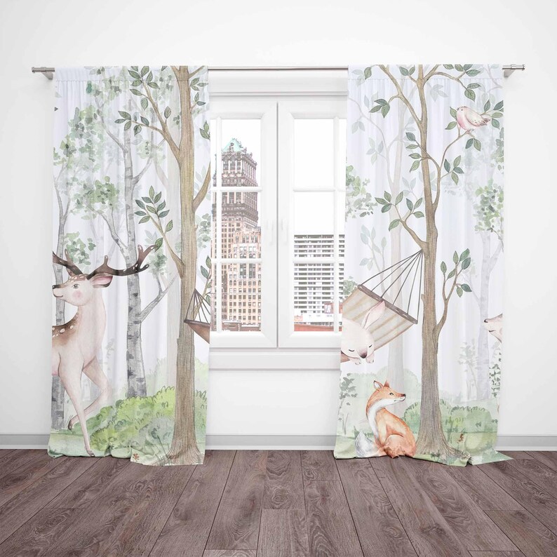 Woodland Animals Curtains Kids - Baby Nursery Curtains ulasan dan harga
