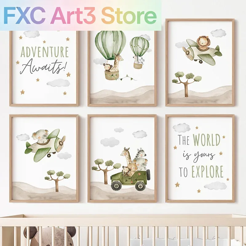 1pc frameless,Hot Air Balloon  - Baby Nursery Elephant ulasan dan harga