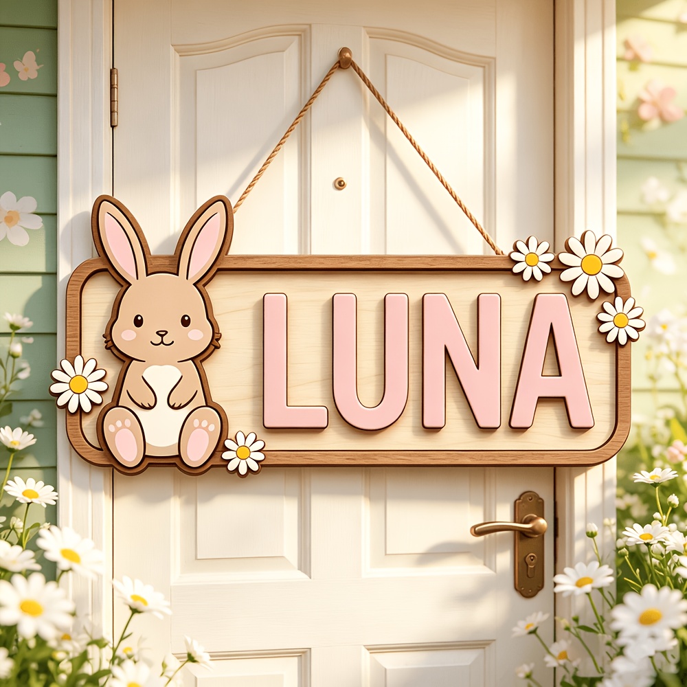 Customizable Bunny & Daisy Woo - Baby Nursery Accent Wall ulasan dan harga