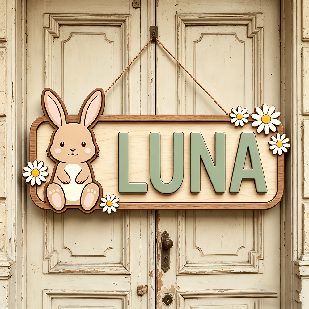 Customizable Bunny & Daisy Woo - Baby Nursery Accent Wall ulasan dan harga