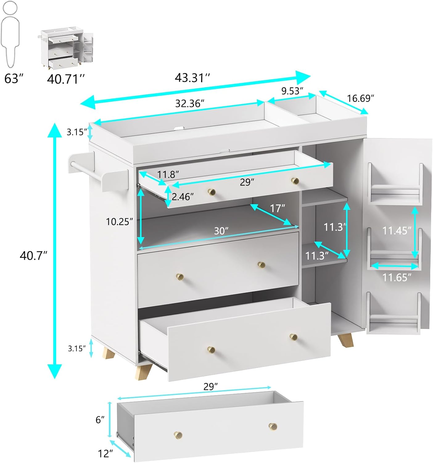 Baby Changing Table, Modern Di - Baby Nursery Shelves ulasan dan harga