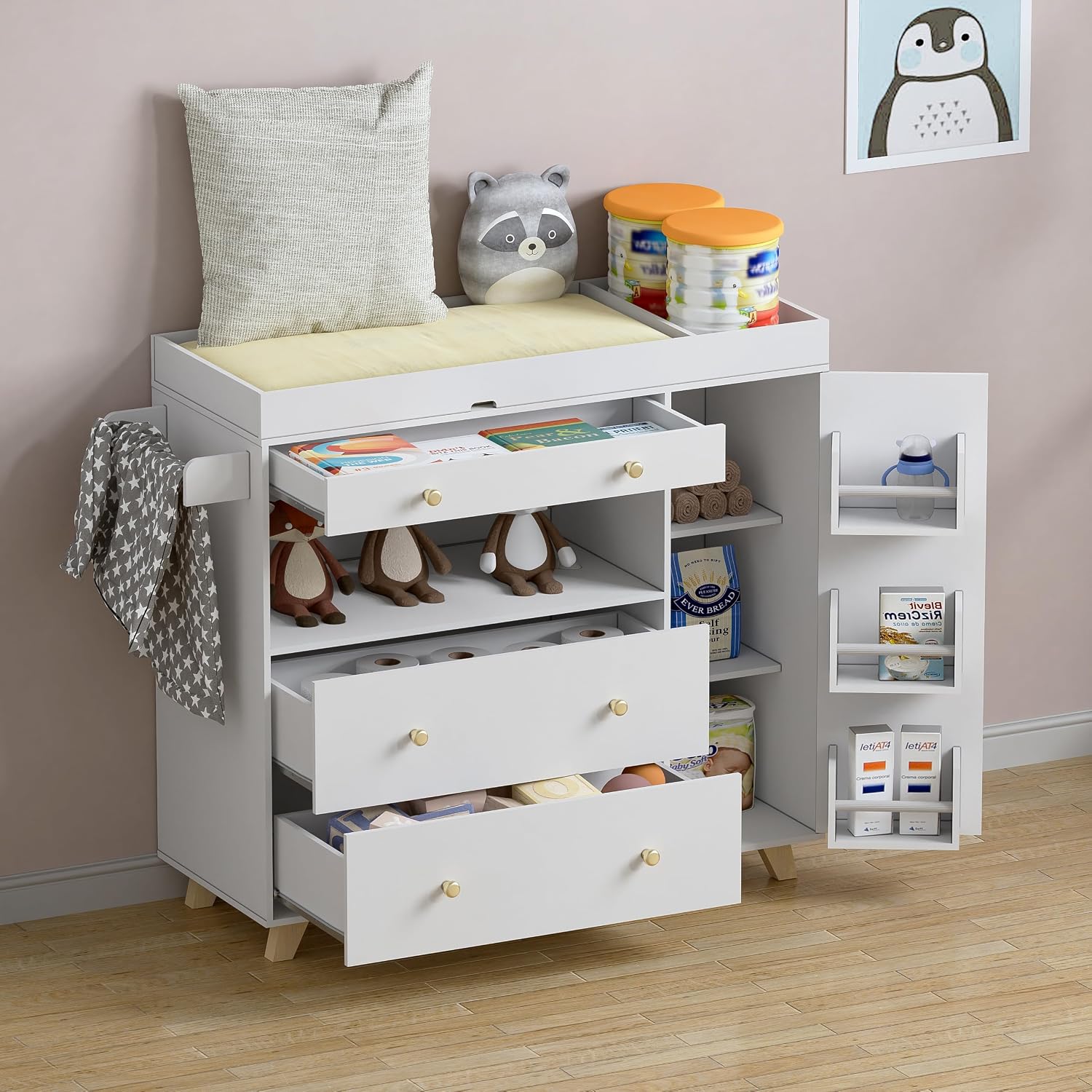 Baby Changing Table, Modern Di - Baby Nursery Shelves ulasan dan harga