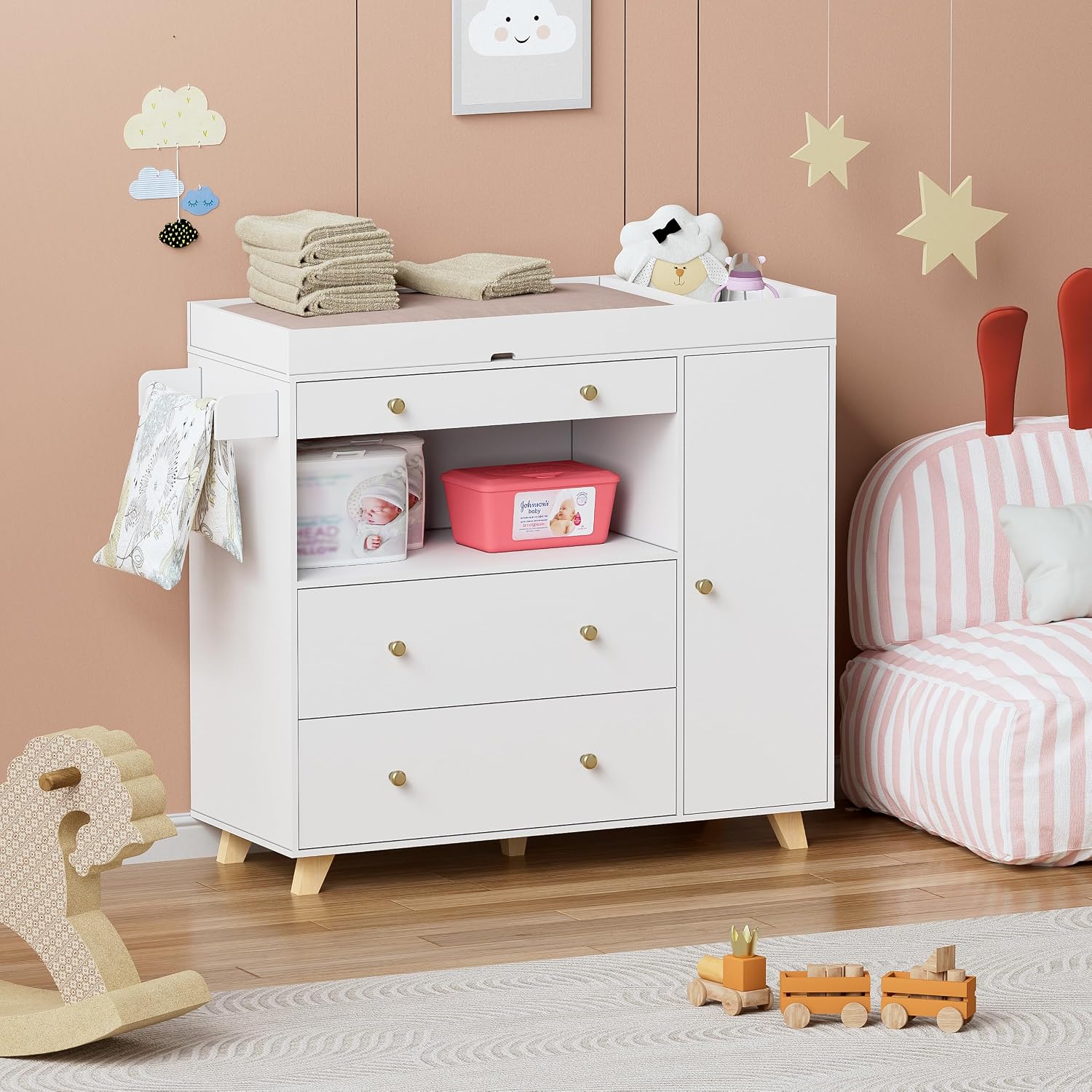 Baby Changing Table, Modern Di - Baby Nursery Shelves ulasan dan harga