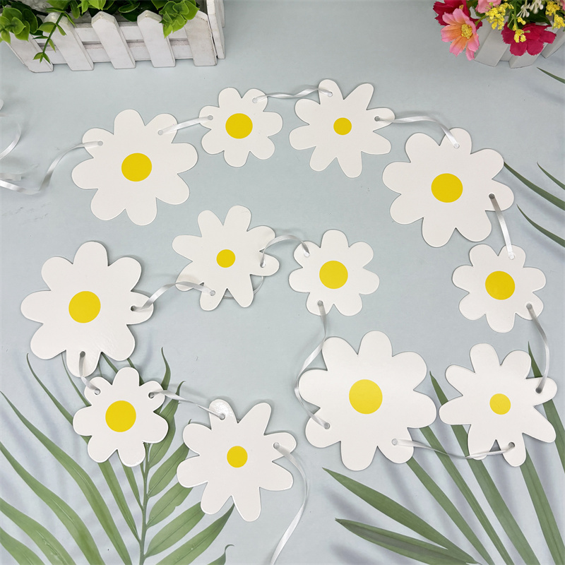 1Set White Daisy Flower Banner - Baby Nursery Garland ulasan dan harga