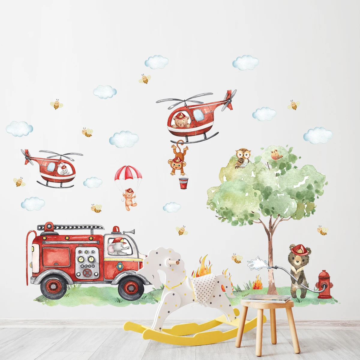 Cartoon Animal Fire Fighting T - Baby Nursery Water ulasan dan harga