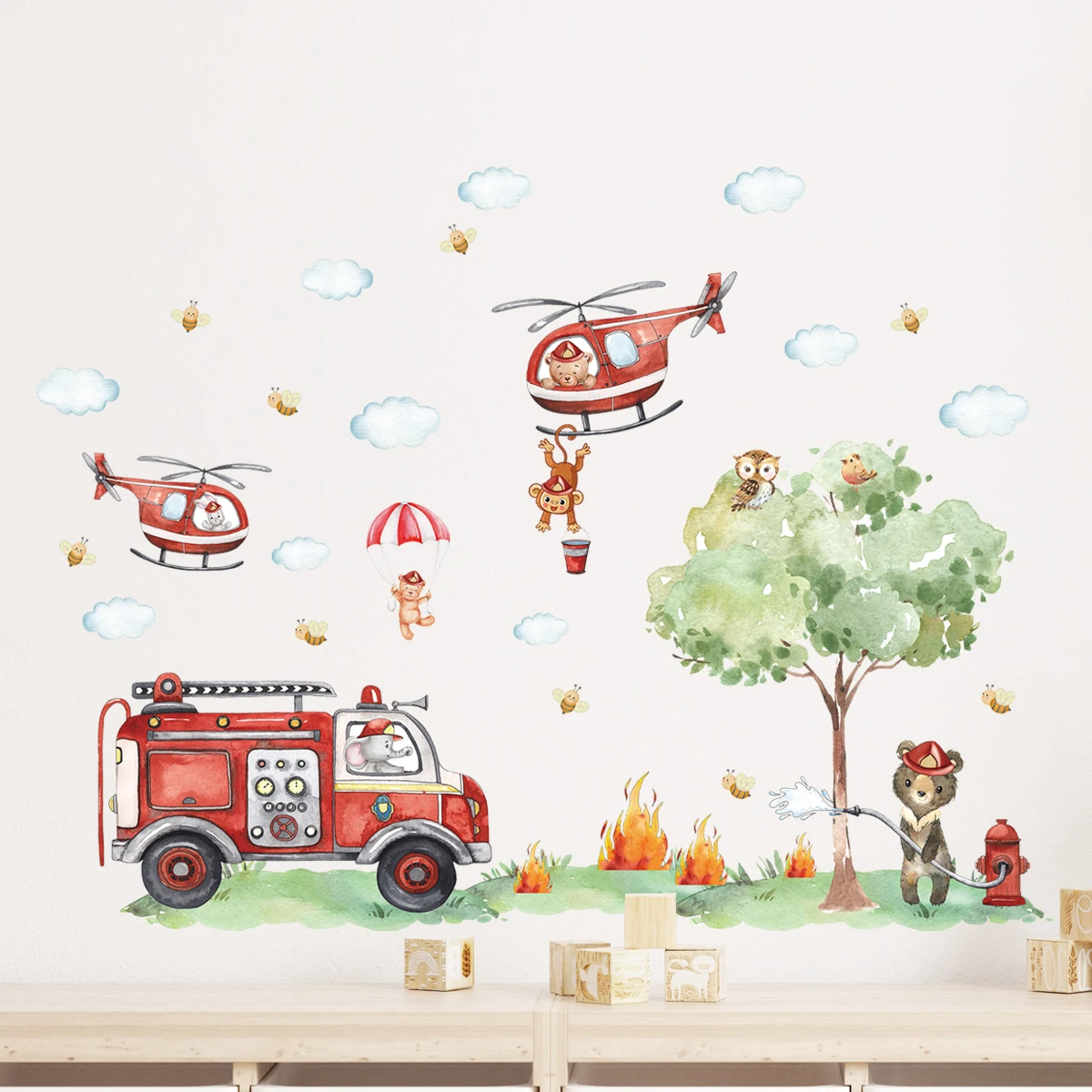 Cartoon Animal Fire Fighting T - Baby Nursery Water ulasan dan harga