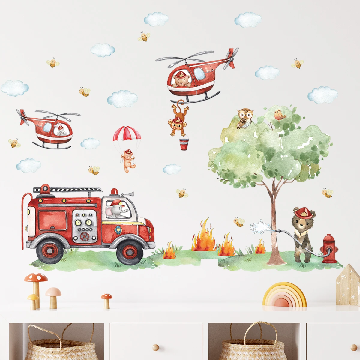 Cartoon Animal Fire Fighting T - Baby Nursery Water ulasan dan harga
