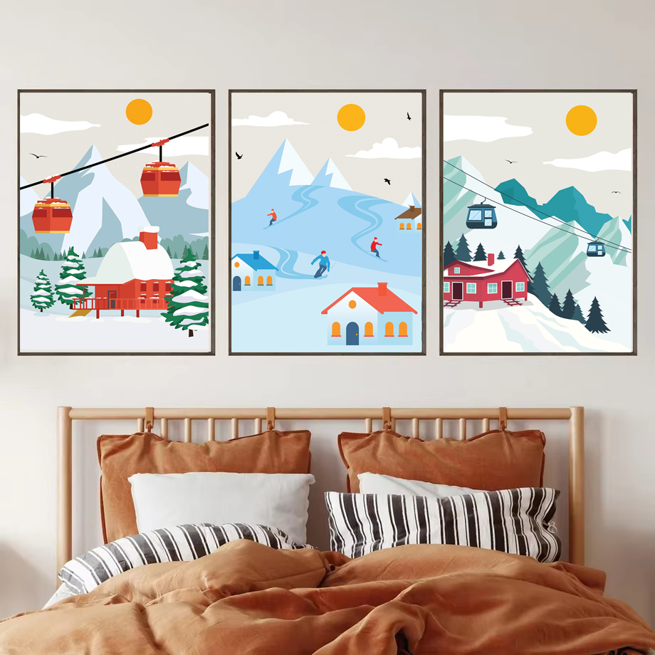 Minimalist Snow Mountain Canva - Baby Nursery Themes Boy ulasan dan harga