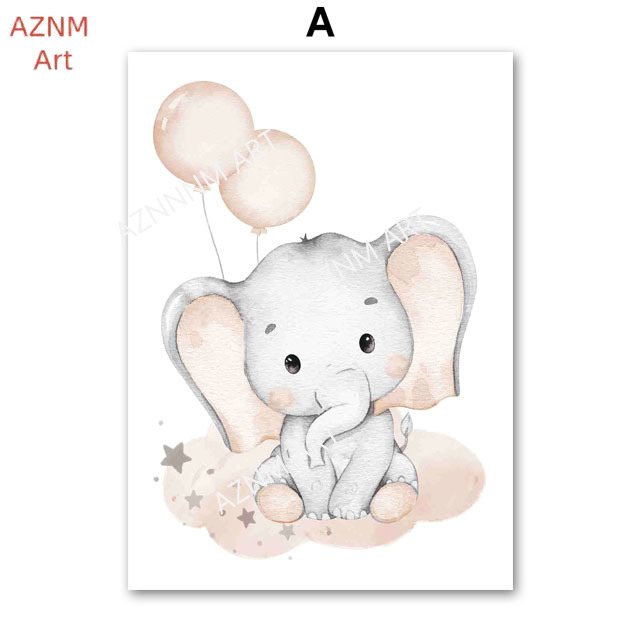 Elephant Balloon Rainbow Moon  - Baby Nursery Wall Art ulasan dan harga
