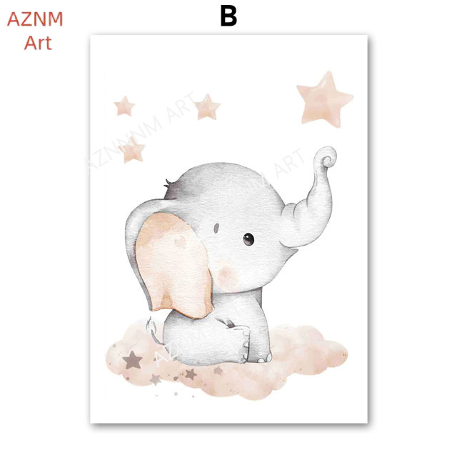 Elephant Balloon Rainbow Moon  - Baby Nursery Wall Art ulasan dan harga