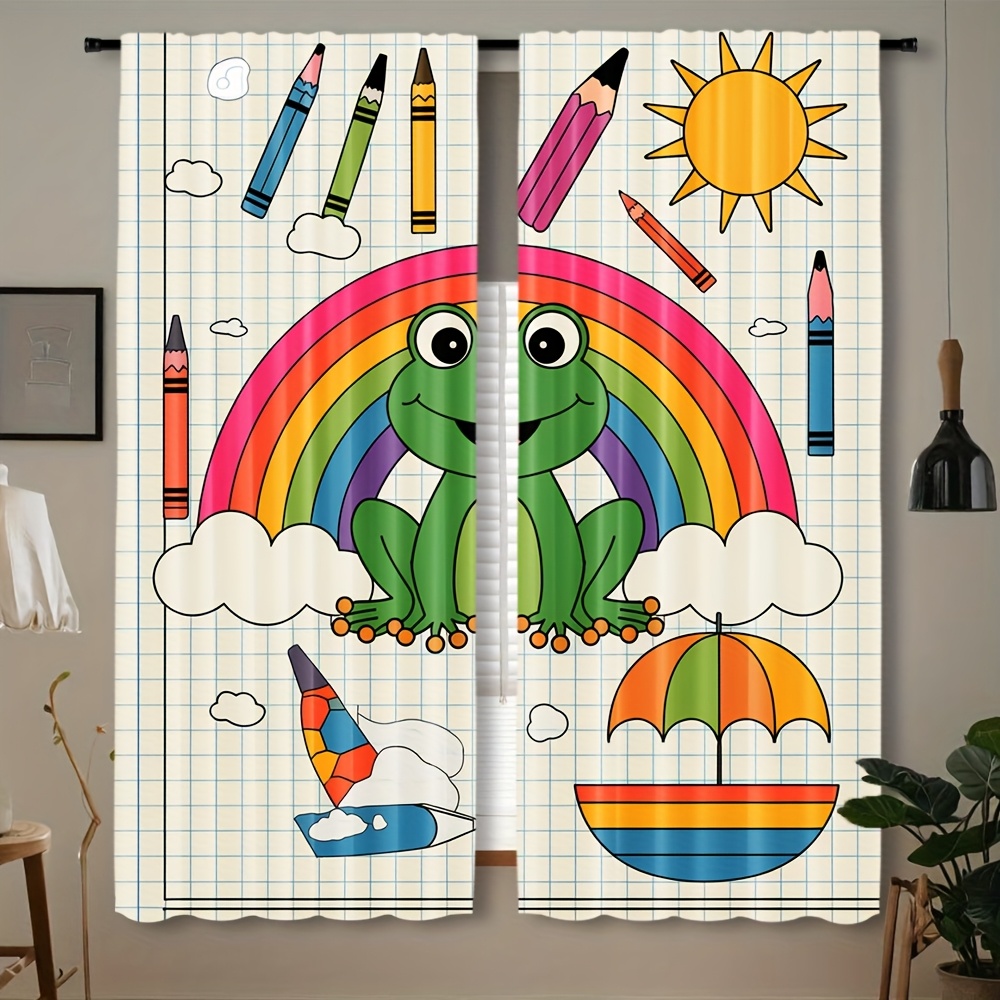 Cute Rainbow Frog Curtain Wind - Baby Nursery Themes Boy ulasan dan harga