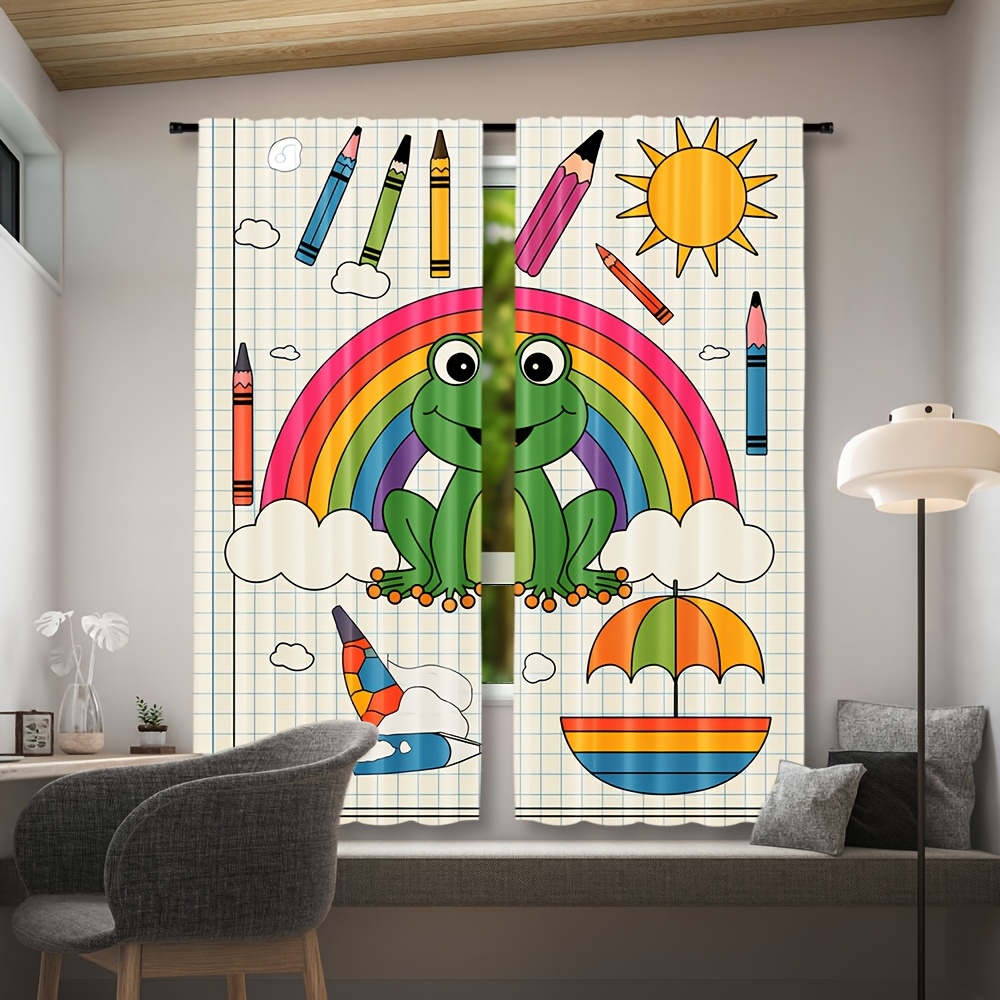 Cute Rainbow Frog Curtain Wind - Baby Nursery Themes Boy ulasan dan harga