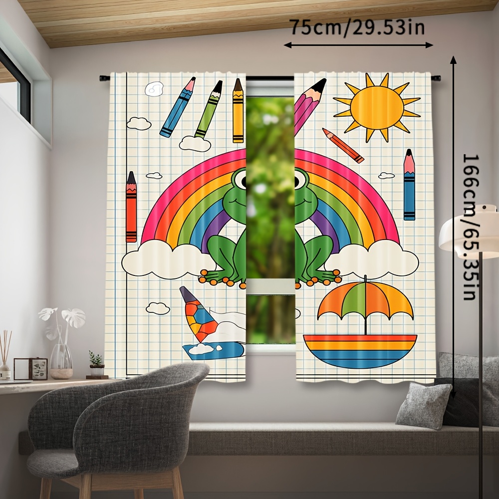 Cute Rainbow Frog Curtain Wind - Baby Nursery Themes Boy ulasan dan harga