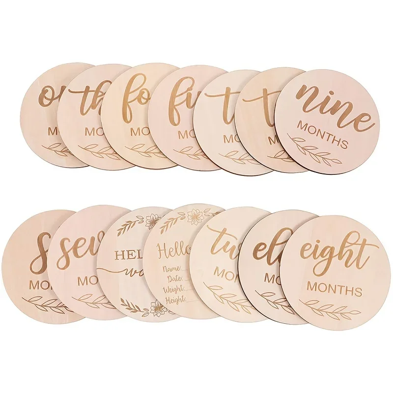 12pcs/set Wood Chip Month Souv - Milestone Card Set ulasan dan harga