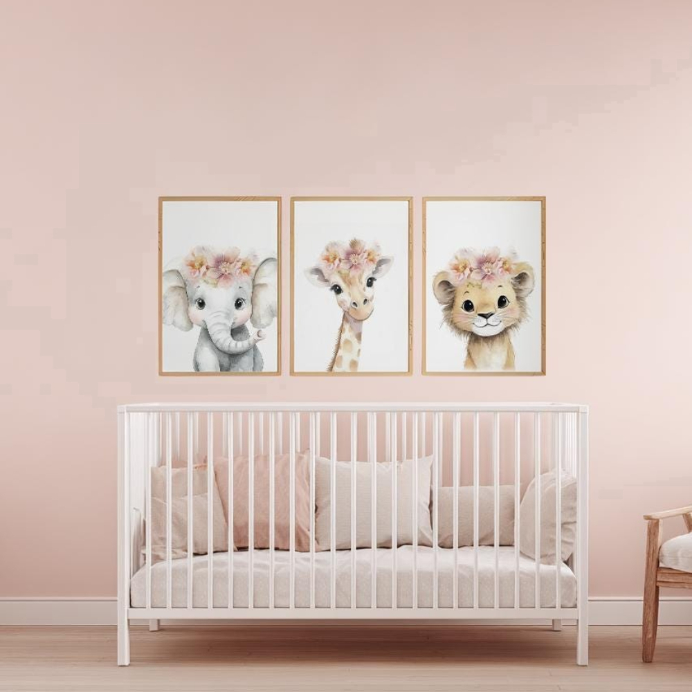 Baby Girl Nursery Wall Art Set - Baby Nursery Elephant ulasan dan harga