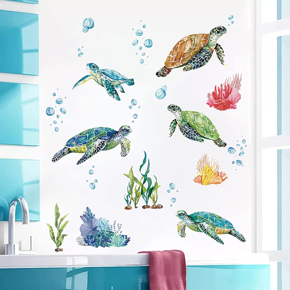 Watercolor Sea Turtles Wall St - Baby Nursery Under The Sea ulasan dan harga