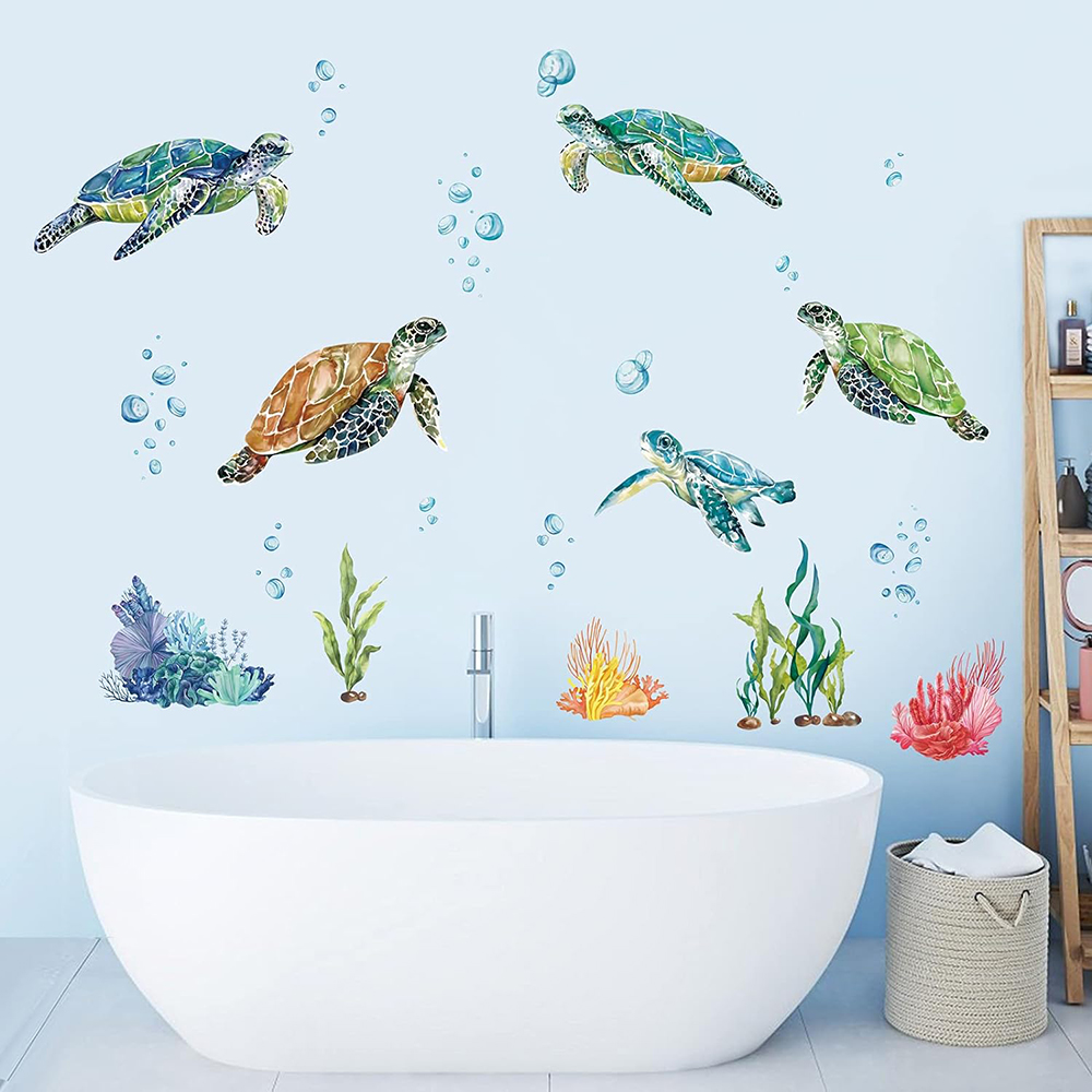 Watercolor Sea Turtles Wall St - Baby Nursery Under The Sea ulasan dan harga