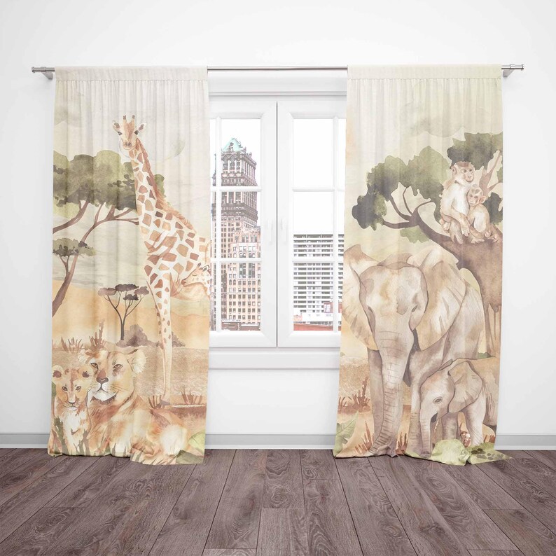Mom and Baby Curtains Safari A - Baby Nursery Curtains ulasan dan harga